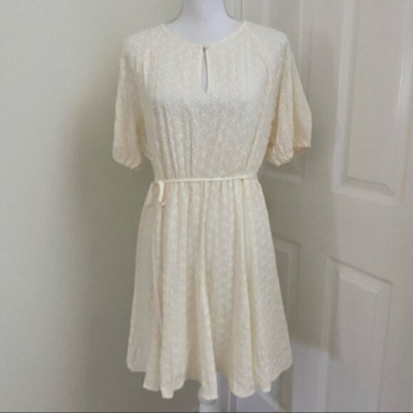 Madewell Eyelet Tassle Tie Cream Dress Sz 10 NWT Peasant Cottage Core Boho - Picture 5 of 12